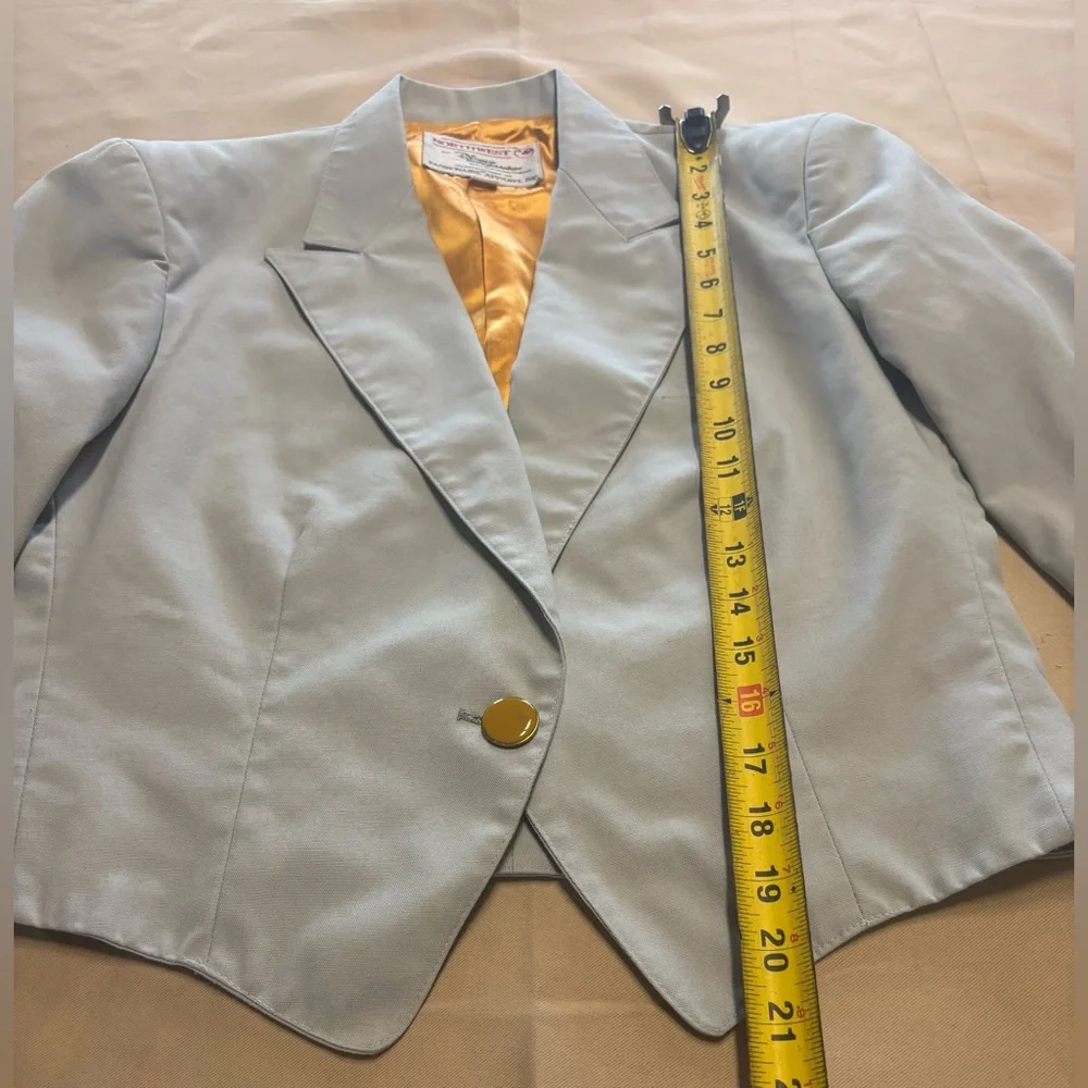 Vintage Northwest Airlines Stewardess Jacket‎ Sz 6R Disney Gray Gold